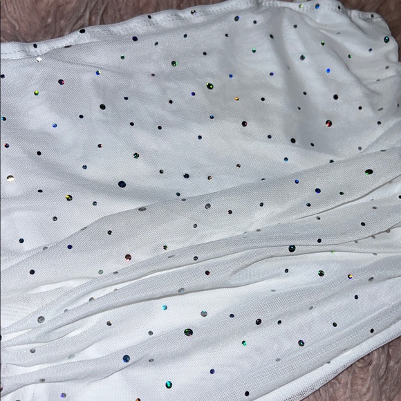 White Rhinestone Ruched Crop Top – Size S ✨ - Picture 2 of 4